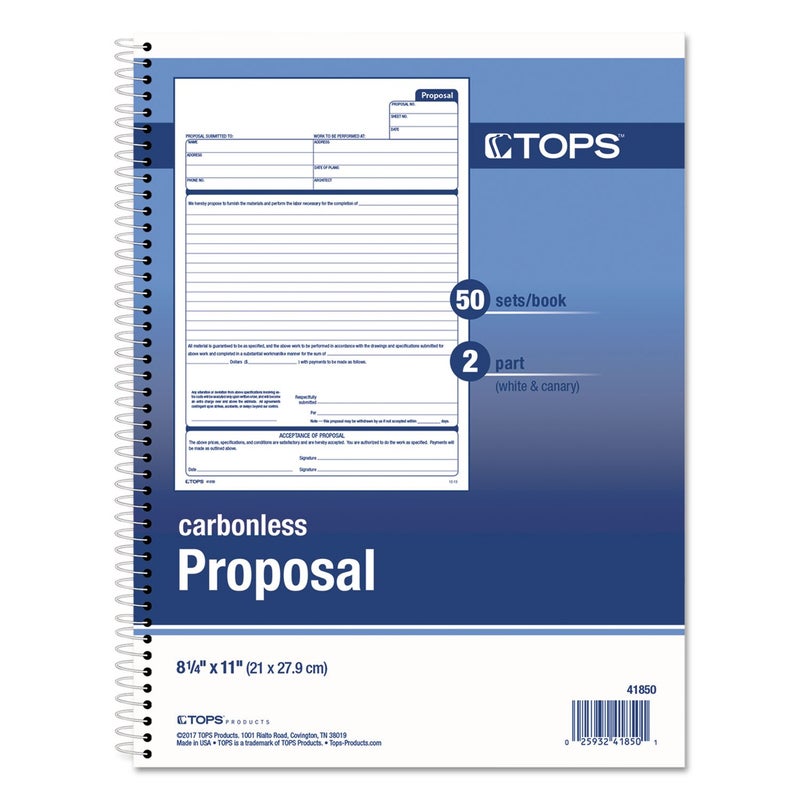 TOPS Proposal Books, 2-Part, Carbonless, Spiral-Bound, 50 Sets, (41850) - Image 2